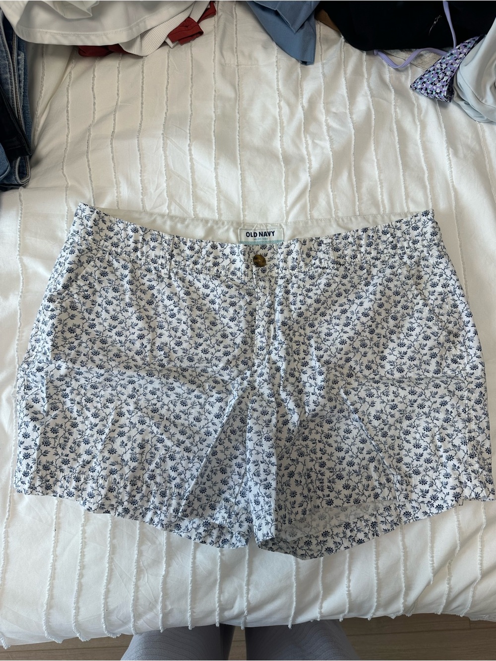 Old Navy White Shorts with Blue Floral Print